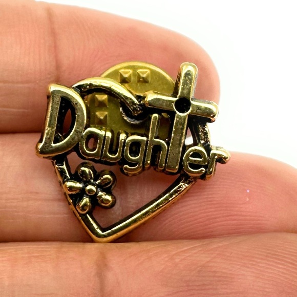 Antique Gold Daughter in Heart Tac Pin - Picture 2 of 4